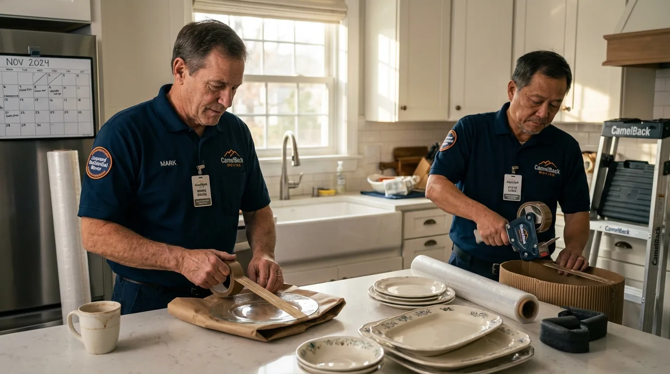 Professional crew packing kitchen dishware in Media, PA
